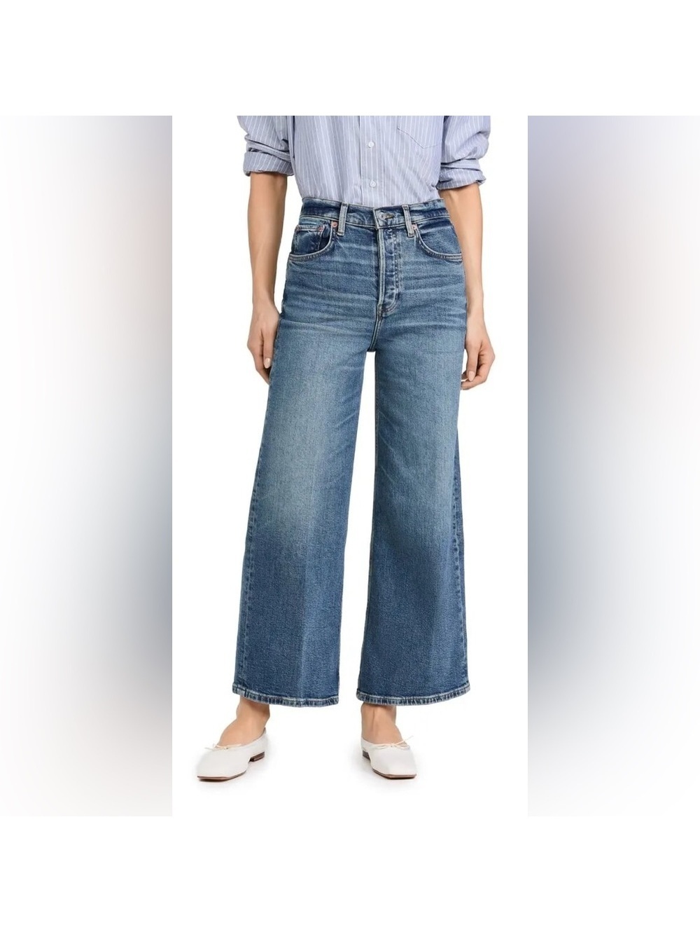 RE/DONE High Rise Wide Leg Jeans Retail $298